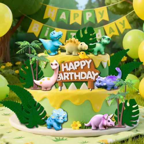 Vista 2 de Decoración para tartas de dinosaurio, 16 piezas