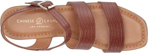Vista 5 de Chino Lavandería Viento Espadrille Estilo Plataforma Suela Sandalia-BronceadoCrema Estiramiento