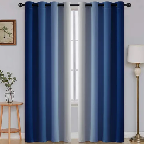 Vista 32 de SimpleHome Cortinas degradadas degradadas para oscurecer la habitación de 36 pulgadas de largo para dormitorio, con ojales y bloqueo de luz Negro