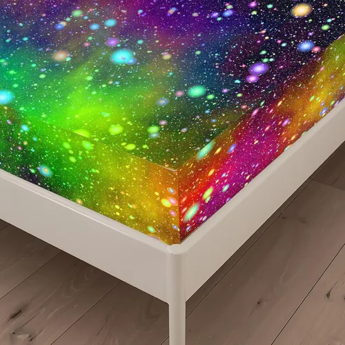 Vista 6 de Juego de sábanas bajeras de galaxia para niñas y niños, 2 piezas, 1 sábana de bolsillo profundo con 1 funda de almohada de microfibra sin arrugas