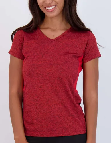 Vista 3 de Real Essentials - Paquete de 5 camisetas de manga corta para mujer, con cuello en V, tela Dry-Fit que absorbe la humedad, para yoga