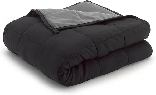 Vista 2 de Ella Jayne - Manta con peso reversible de la colección Luxury para adultos, Queen, King, tamaño individual, color negro pesado, 12 libras