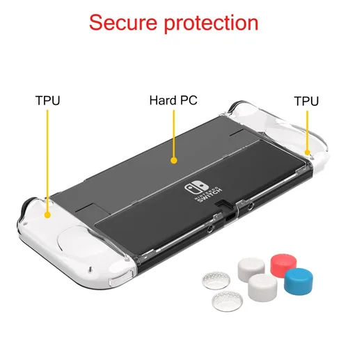 Vista 7 de Teyomi Dockable Case Compatible with Nintendo Switch OLED Model 2021, Soft TPU Joy-Con Cover and Hard PC Protective Case Cover with 6pcs Silicone