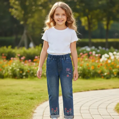 Vista 5 de Peacolate 18M-7T - Conjunto de ropa para niñas grandes, 2 piezas, camiseta de algodón y jeans