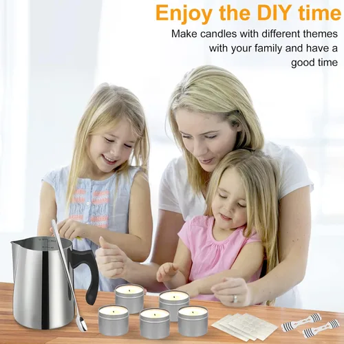 Vista 7 de BBAXI Kit de Suministros y Herramientas para Hacer Velas - Cera de Soja y Cera de Abeja para Manualidades DIY, Kit de Suministros de Cera para Velas