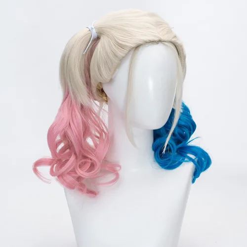 Vista 2 de Tsnomore - Peluca Cosplay, pelo rizado, para disfraz de Halloweencon colitas.