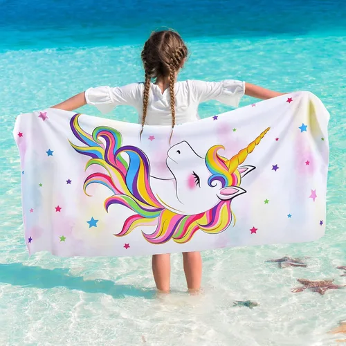 Vista 8 de WERNNSAI Toalla de playa para niños, 30 x 60 pulgadas, Axolotl de secado rápido, sin arena, toalla de playa para niñas, toalla de playa