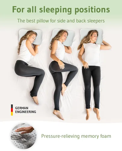 Vista 2 de Third of Life Almohada de viaje con espuma viscoelástica de carbón activado Almohada cervical para aliviar el dolor de cuello para personas que