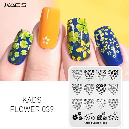 Vista 4 de KADS Juego de 5 placas de sello de uñas, placa de estampado artístico con hojas, flores, diseños de animales