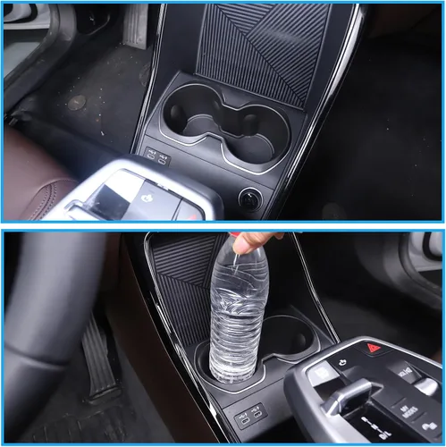 Vista 4 de Caja organizadora para portavasos de automóvil compatible con BMW X1 U11 2023 2024 TPE, 1 unidad, bandeja de almacenamiento de llenado inferior
