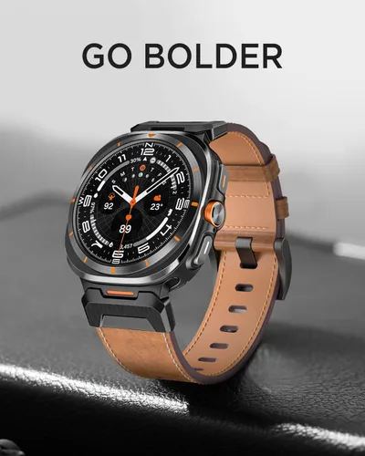 Vista 7 de Miimall Leather Band for Samsung Galaxy Watch Ultra 2 2026/1 47mm, Premium Full Grain Leather Strap with Metal Connector Rugged Elegant Replacement