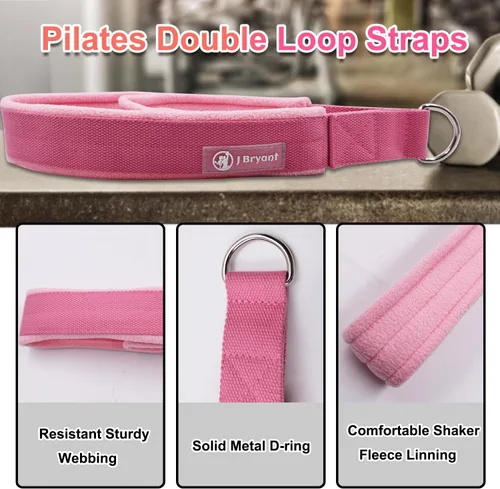 Vista 3 de J Bryant Correas de doble bucle de Pilates para Reformer Fitness D-Ring Straps, accesorios de ejercicio de yoga para entrenamiento de gimnasio