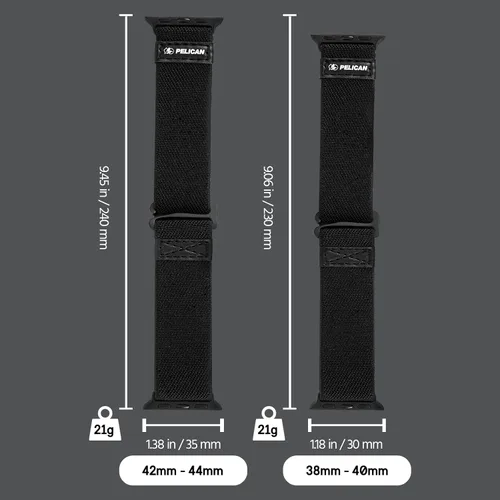 Vista 6 de Pelican - Correa de reloj de 1.654-1.732 in - Serie PROTECTOR - Compatible con Apple Watch Series 6, SE, 5, 4, 3, 2, 1 - Negro