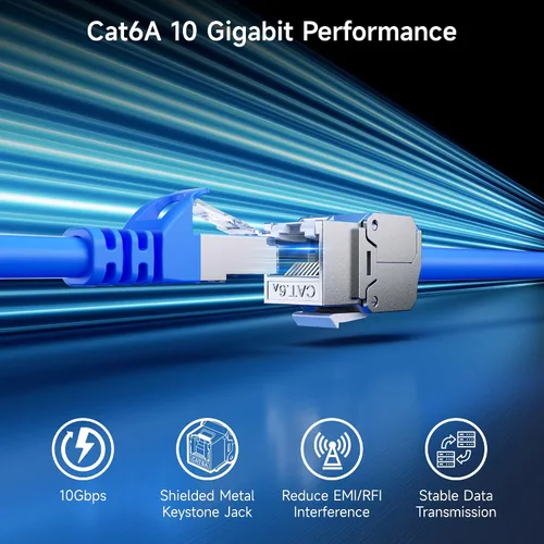 Vista 2 de Cable Matters Conector Keystone Cat6A / Cat6 RJ45 Blindado de 10Gbps con obturador integrado, con certificación UL, paquete de 6 Model 180014