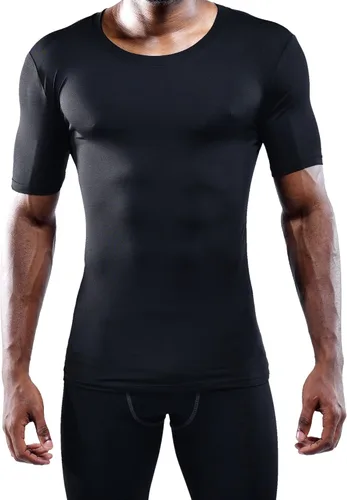 Vista 2 de NELEUS Paquete de 3 camisetas de entrenamiento de capa base de compresión atlética para hombre 5011# Paquete de 3: Negro