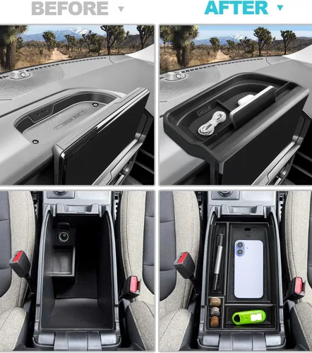 Vista 2 de CDEFG 2 unidades para Ford Bronco Sport 2025 2026 Organizador de consola central para tablero 2025 2026 Ford Bronco Sport 13.2 pulgadas pantalla
