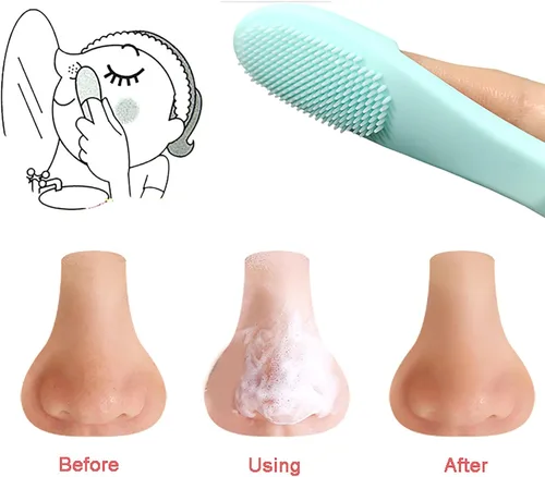 Vista 3 de Paquete de 5 cepillos de limpieza facial manual de silicona suave, cepillo limpiador facial para limpieza suave y eficaz, eliminar puntos negros