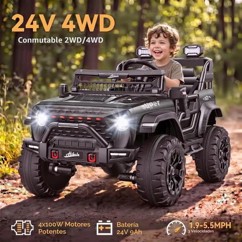 Vista 2 de Hikole Juguetes de paseo de 24 V para niños grandes de 3 a 8, coche Negro1