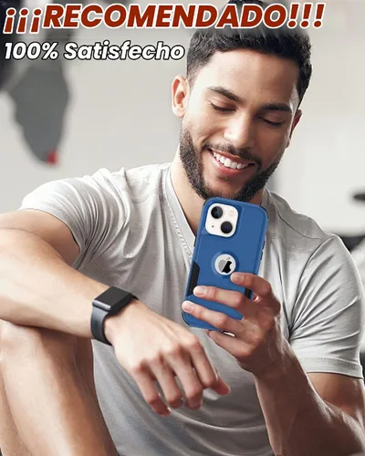 Vista 7 de Defender - Funda para iPhone 14 con clip para cinturón, 2 protectores de pantalla + protector de lente de cámara; funda protectora resistente a Azul