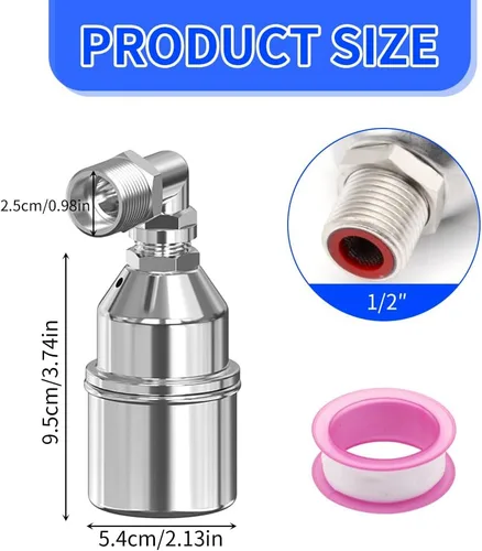 Vista 2 de Válvula de flotador con control automático de nivel de agua de 3/4 pulgadas, acero inoxidable 304, mini válvula de flotador de apagado automático