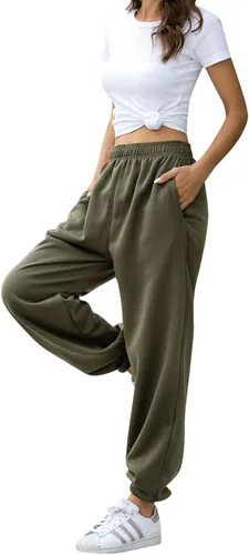 Vista 3 de HeSaYep - Pantalones deportivos de cintura alta para mujer, pantalones deportivos holgados para descansar
