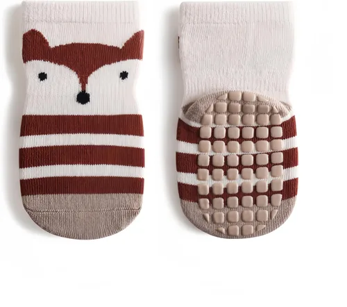 Vista 11 de Calcetines para bebé, antideslizantes, mezcla de algodón, elásticos, unisex para niños y niñas, de 0 a 5 años (paquete de 2 pares)