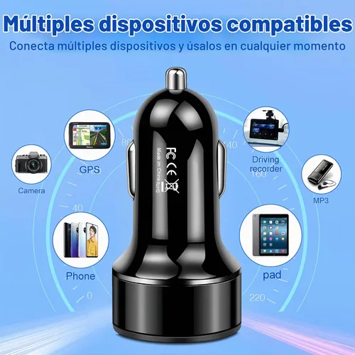 Vista 8 de Cargador de coche USB C de 4 puertos, adaptador de cargador USB con voltímetro PD 3.0 y QC 3.0 de carga rápida para iPhone 17/16/15, Samsung Galaxy