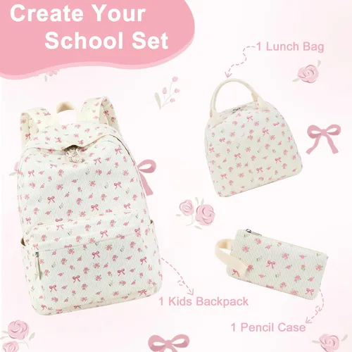 Vista 7 de BTOOP Mochilas escolares para adolescentes y niñas, mochila ligera para niños, juego de bolsas escolares con lonchera y estuche para lápices