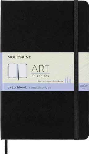 Vista 3 de Moleskine Art - Kit de dibujo de la colección de Art, cuaderno de bocetos grande + juego de lápices de dibujo, grande, liso, negro, tapa dura