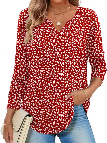 Vista 20 de Zeagoo Camisas de manga larga para mujer, blusas casuales con cuello en V
