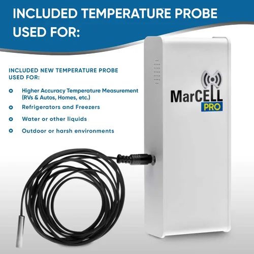 Vista 6 de MarCELL PRO - Monitor remoto de temperatura, humedad y potencia de nivel profesional, no necesita WiFi (utiliza la red de AT&T) - RV, sala de redes