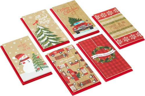 Vista 3 de Hallmark - Surtido de tarjeteros para tarjetas de regalo de Navidad o portamonedas, rústico (36 tarjetas con sobres)