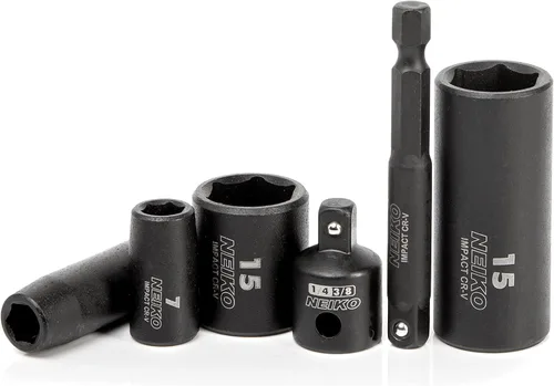 Vista 4 de NEIKO 02436A - Juego de llaves de vaso de impacto de 1/4, 50 piezas métricas y estándar, profundo y poco profundo, acero al cromo vanadio reductor