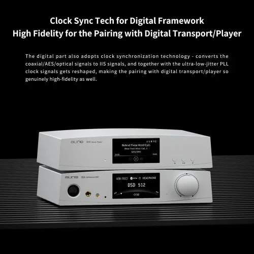 Vista 4 de aune S9c Pro DAC con amplificador de auriculares, entrada de reloj de 10 MHz, 32 bits/768 kHz/DSD512/MQA, chip de doble DAC, conector 6.35/XLR/4.4