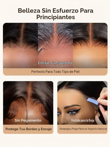 Vista 7 de UNICE - Peluca de encaje frontal de 13 x 4 con reflejos balayage marrón, de cabello humano Yaki liso, todo incluido, sin pegamento, con cordón