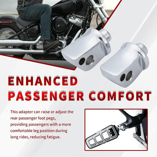 Vista 5 de Adaptador de clavija de pasajero estriado para estriberas delanteras/traseras y tablas de suelo para modelos Harley Softail 2018-2023, cromado