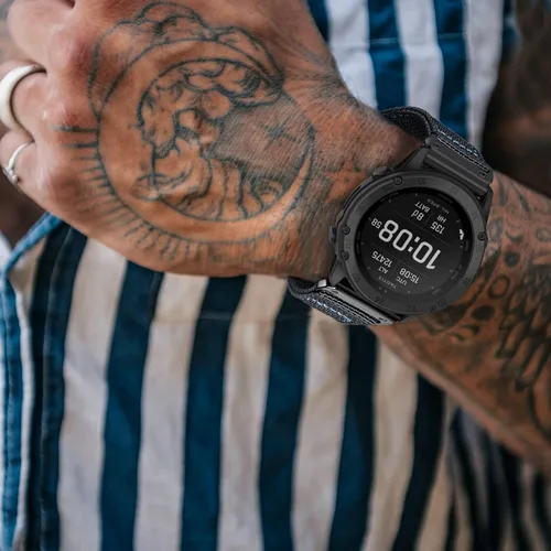 Vista 2 de Compatible con Garmin, correa deportiva de nailon para reloj fēnix/Forerunner/Vivoactive/Approach/MARQ/quatix/D2 Series resistente banda de repuesto