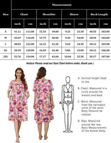 Vista 5 de Bloggerlove Vestido floral de manga corta con cuello en V y bolsillos para mujer, perfecto para descansar y relajarse en casa