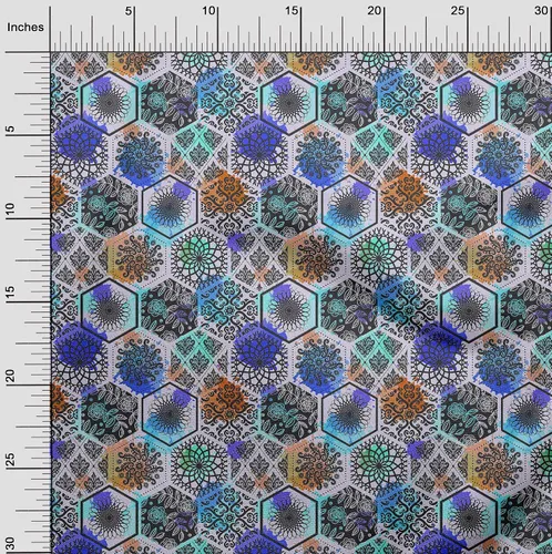 Vista 3 de oneOone Cotton Flex Dark Blue Fabric Floral DIY Clothing Quilting Fabric Print Fabric By Yard 40 Inch Wide-2H Azul Oscuro