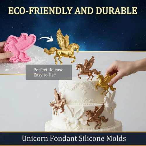 Vista 6 de Moldes de silicona de unicornio Fondant Unicorn Cake Decor Moldes de arcilla Moldes de mazapán para cupcakes Sugarcraft Chocolate Polímero Arcilla