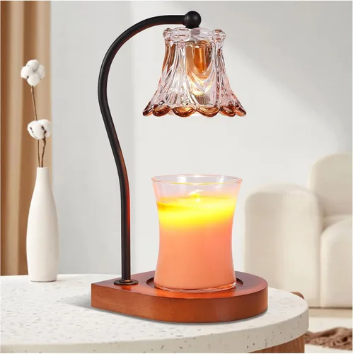 Vista 7 de Lámpara calentadora de velas con temporizador, calentador eléctrico de cera de fragancia regulable, elegante decoración del hogar, calentador