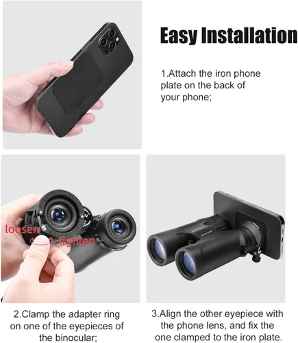 Vista 6 de SUNWAYFOTO BA-43 - Adaptador de teléfono celular para binocular, soporte universal para teléfono inteligente para binocular, compatible con ocular