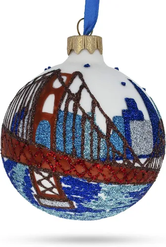 Vista 8 de San Francisco, California, USA Adorno de Navidad de cristal de 3.25 pulgadas