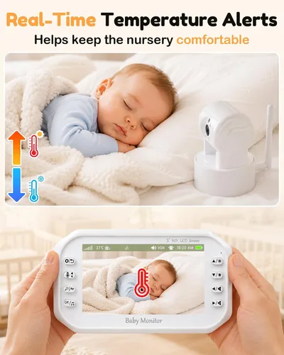 Vista 7 de 1080P Baby Monitor with 2 Cameras: HD Day & Night See 2 Kids' Faces Clearly