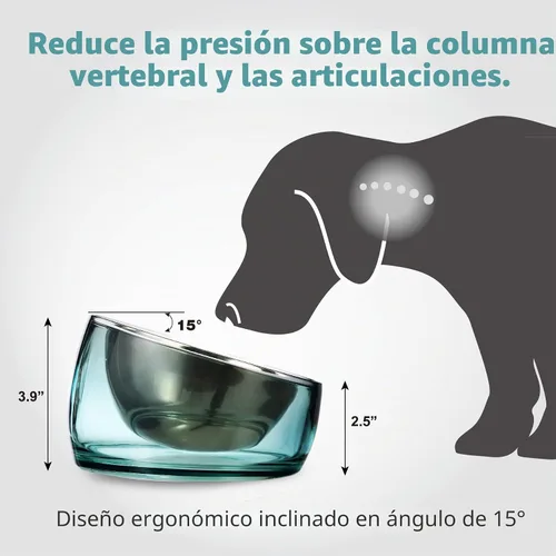Vista 6 de Felli Oblik - Comederos elevados de acero inoxidable para perros pequeños de patas cortas, tazón de comida y agua, recipiente removible apto