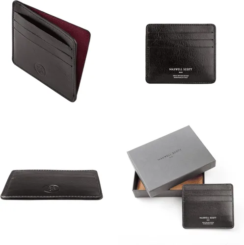 Vista 5 de Maxwell Scott - Funda de piel de lujo para hombre, delgada, compacta, para tarjetas de crédito, hecha a mano con piel italiana de grano completo