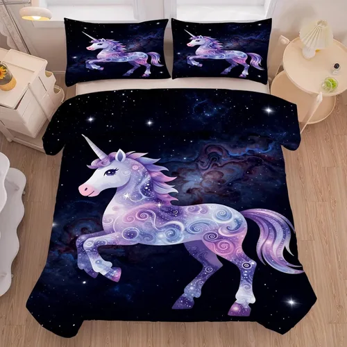 Vista 18 de kxry Lindo juego de edredón de niña negra, juegos de ropa de cama individual de niña afroamericana para niños, bonito edredón de nubes estrelladas