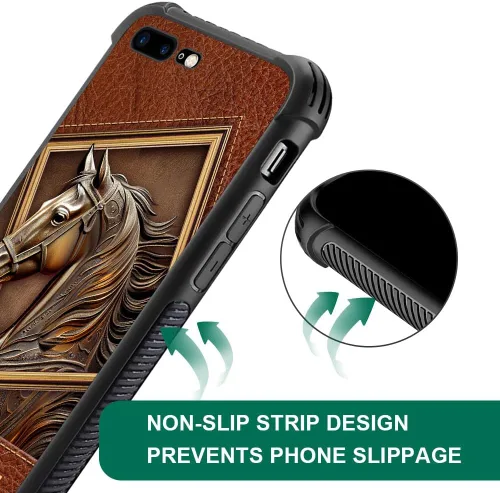 Vista 4 de ZHEGAILIAN Funda compatible con iPhone 8 Plus, funda con texto personalizado de caballo para iPhone 7 Plus, diseño personalizado de tu texto, funda
