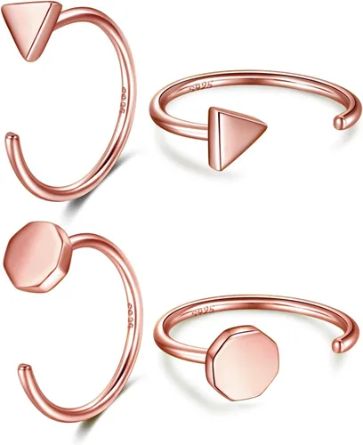 Vista 12 de CHIC & ARTSY Aretes de medio aro de plata de ley 925 para mujer, juego de aros pequeños con barra de bola, estrella, luna y perla, ligeros, ajuste