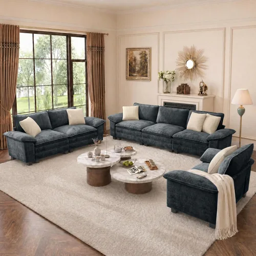 Vista 22 de PHI VILLA Conjuntos de sofás modulares Cloud, juego de sofá seccional de 2 piezas con sofá cama, sofá cómodo de 3 plazas para sala de estar y Ceniza